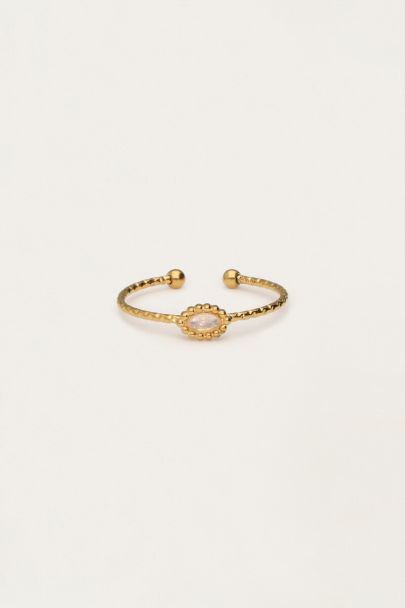 Minimalist ring with oval light pink rhinestone