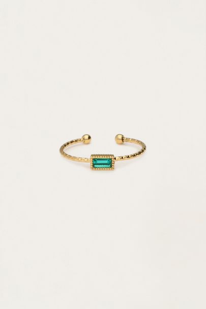 Minimalistische ring met vierkante blauwe strass