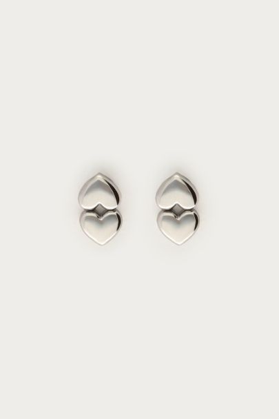 Minimalist studs double heart