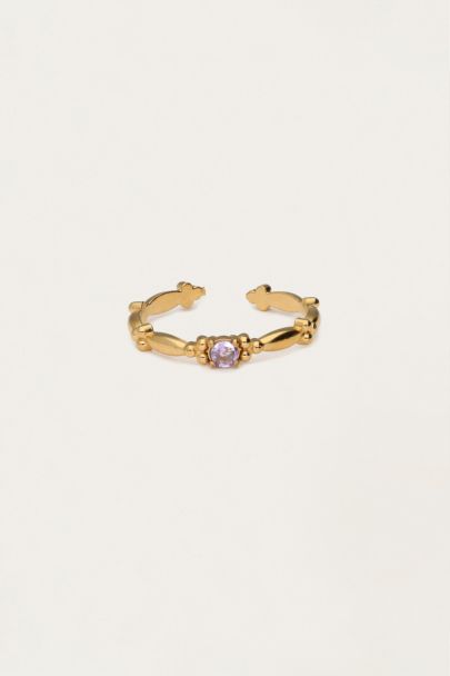 Minimalist vintage ring with lilac rhinestone