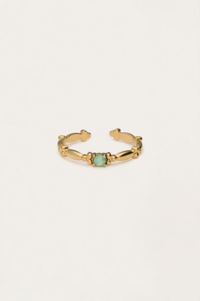 Minimalist vintage ring with mint green rhinestone