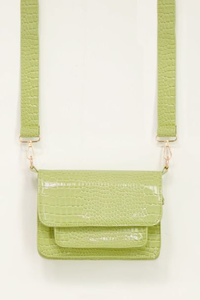 Mint green crocodile print shoulder bag | My Jewellery