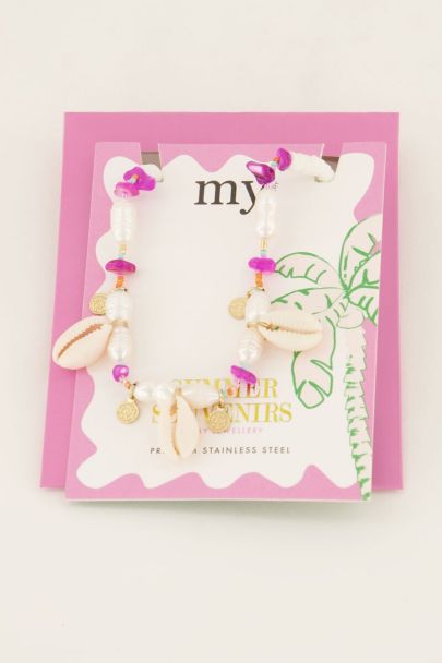 Souvenir ketting met schelpen & kralen 