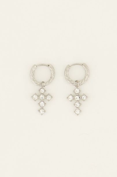 Bold Spirit oorringen met strass kruis | My Jewellery
