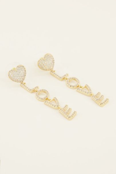 Oorhangers met love letters & strass