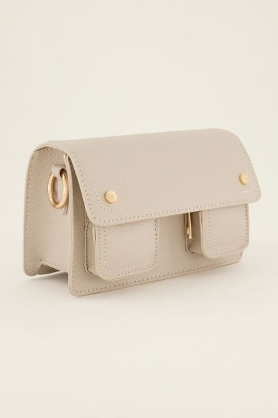 Beige tas met twee vakken