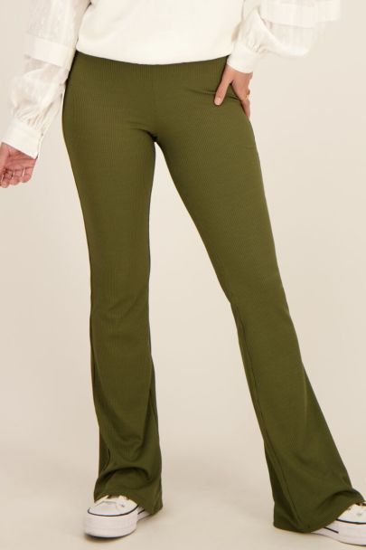 Green flared corduroy trousers