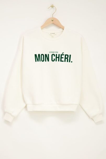 Weißer Pullover „Mon Chéri“