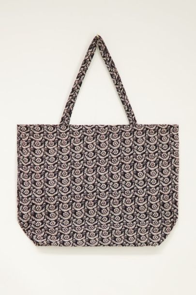 Shopper with black floral print | My Jewellery