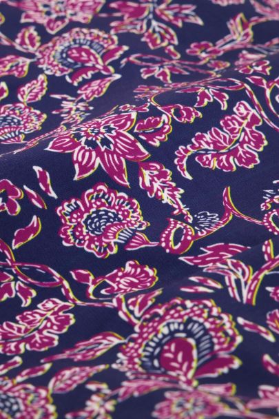 Blauer Shopper mit lila Blumenprint 