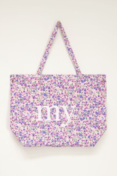 Beige shopper met bloemenprint | My Jewellery