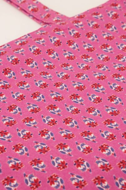 Rosa Shopper mit rotem Blumenprint