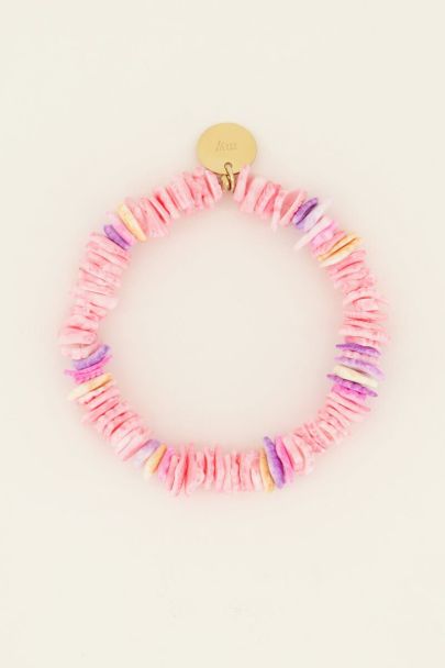 Sunchasers Armband mit pinken flachen Steinen