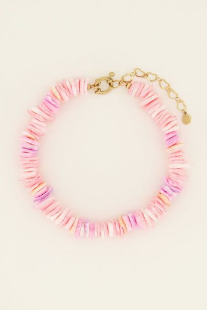 Enkelbandje met roze platte steentjes | My Jewellery