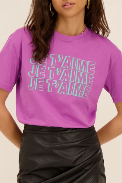 Paars T-shirt je t’aime