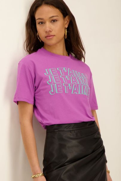 Paars T-shirt je t’aime