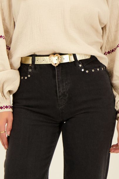 Belt with gold heart-shaped buckle