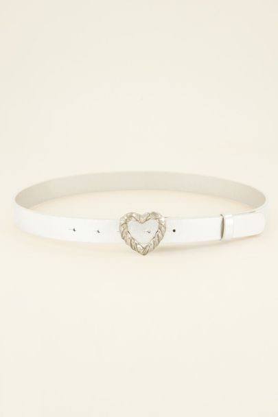 Belt with silver heart-shaped buckle