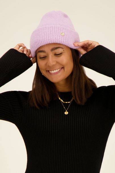 Lilac double ribbed hat