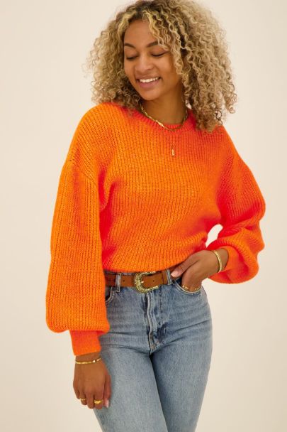 Orange oversized knitted jumper