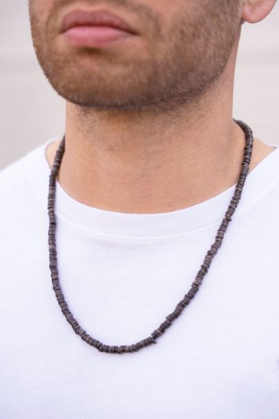 Collier Equal avec des perles plates noires