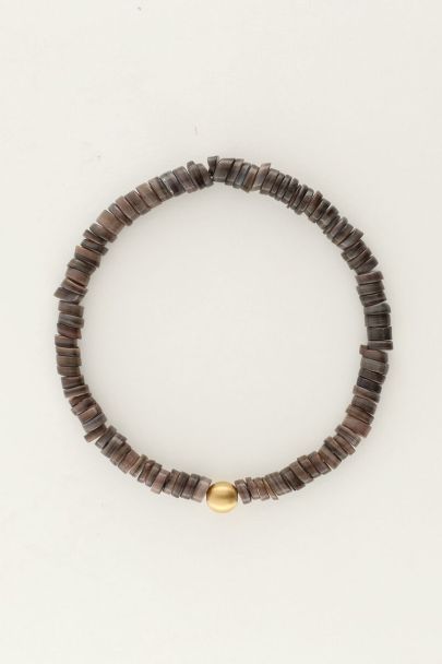 Equal armband met zwarte platte kralen