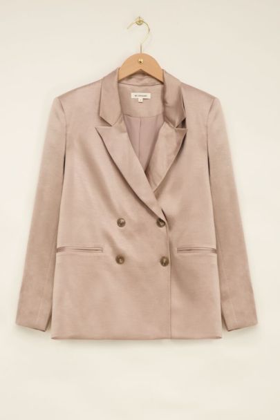 Blazer croisé beige satiné