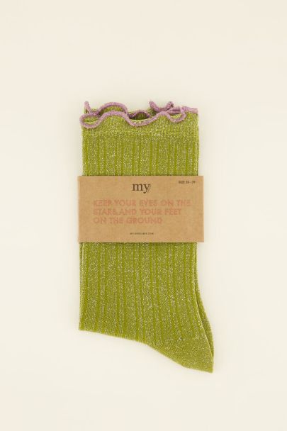 Groene glitter sokken met lurex | My Jewellery