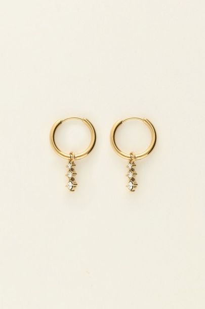 Universe hoop earrings with three rhinestones