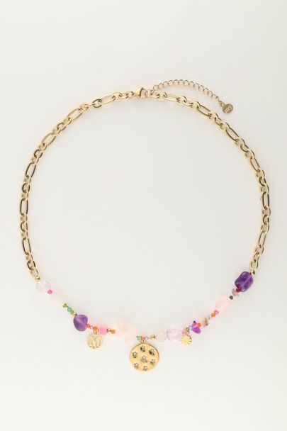 Charm necklace with rhinestones