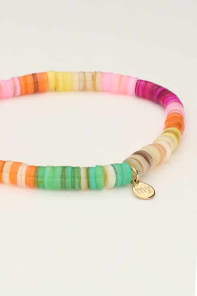 Elasticated bracelet with multicoloured surf beads