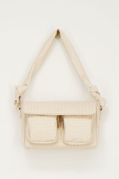 Sac à bandoulière beige texturé avec deux poches