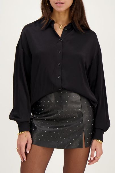 Black oversized satin blouse