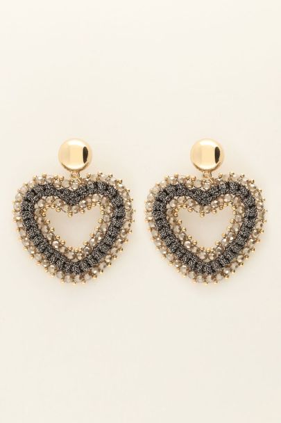 Boucles d'oreilles tendance avec coeur doré