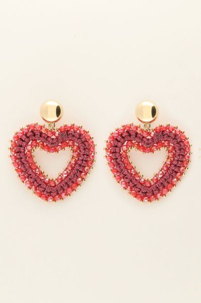 Boucles d'oreilles tendance avec coeur rose 