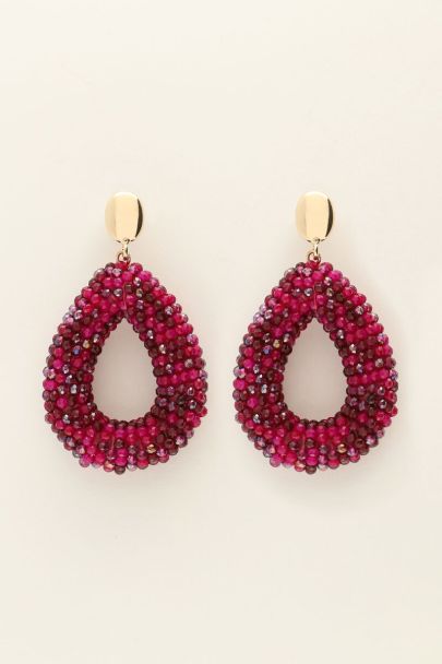 Statement earrings with pink drop