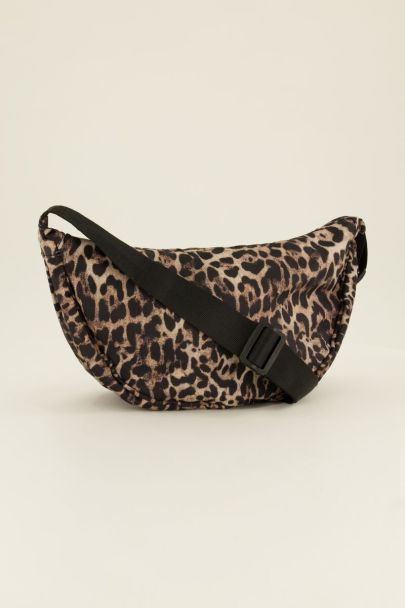 Bruine crossbody tas met luipaard print 