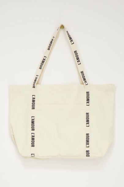 Beige shopper linnen l'amour