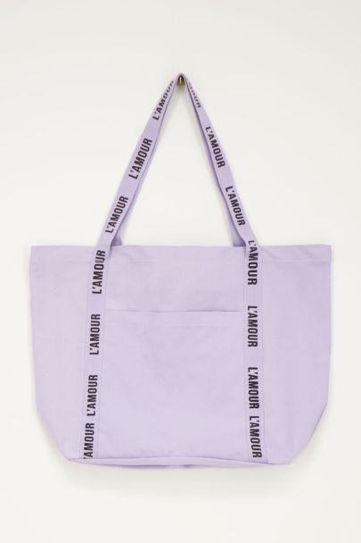 Lilac tote bag linen l'amour | My Jewellery
