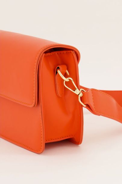 Orange leather-look crossbody bag