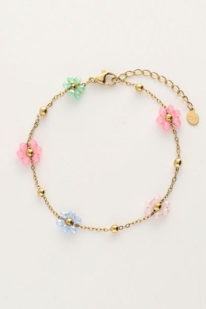 Bracelet with domes and pastel flowers