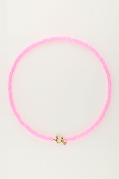 Roze kralenketting met slotje 