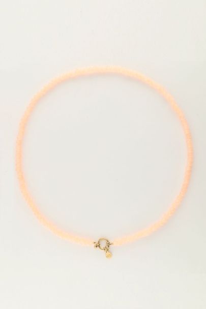 Oranje kralenketting met slotje