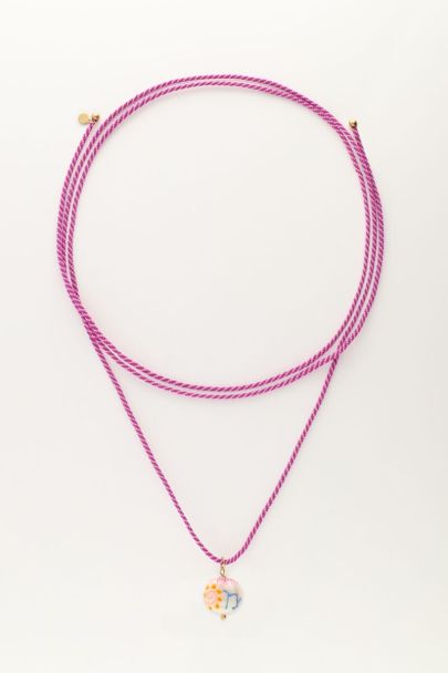 Collier cordon violet avec perle d'eau douce signe du zodiaque