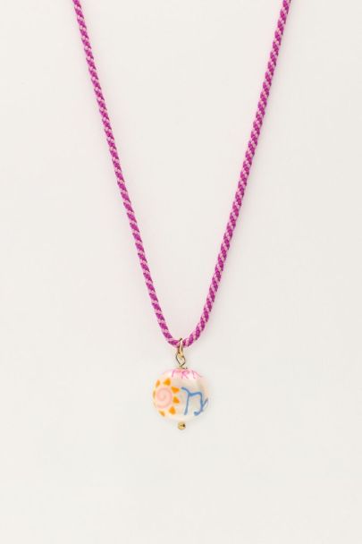 Zodiac paarse koord ketting met parel