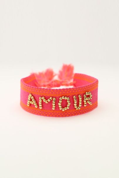 Roze bohemian armband amour