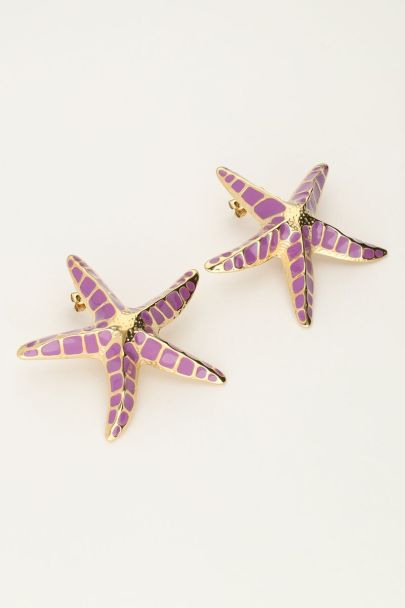 Sunrocks purple statement starfish studs | My Jewellery
