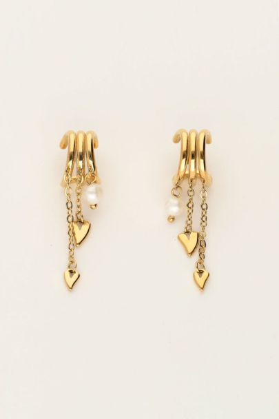 Open hoop earrings with pearl & heart | My Jewellery