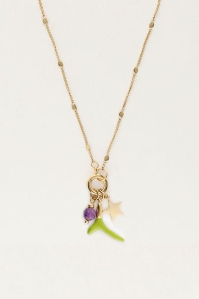 Necklace with green pearl and star