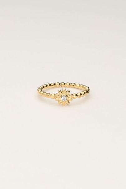 Minimalistischer Ring mit Blume und Stein 